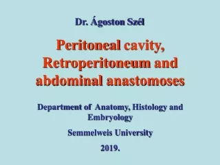 Peritoneal cavity ,  Retroperitoneum  and  abdominal anastomoses