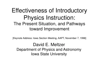 David E. Meltzer Department of Physics and Astronomy Iowa State University