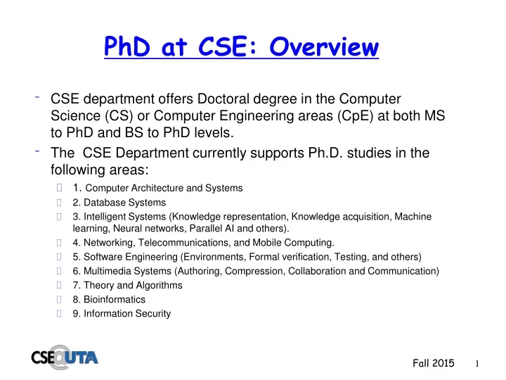 phd at cse overview