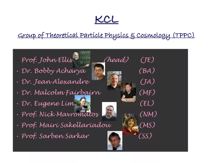 kcl group of theoretical particle physics