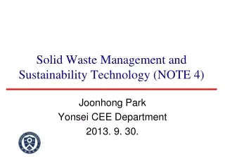 Solid Waste Management and Sustainability Technology (NOTE 4)
