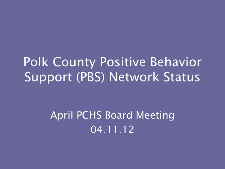 polk county positive behavior support pbs network status