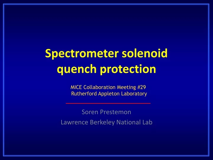 spectrometer solenoid quench protection