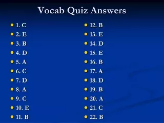 Vocab  Quiz Answers