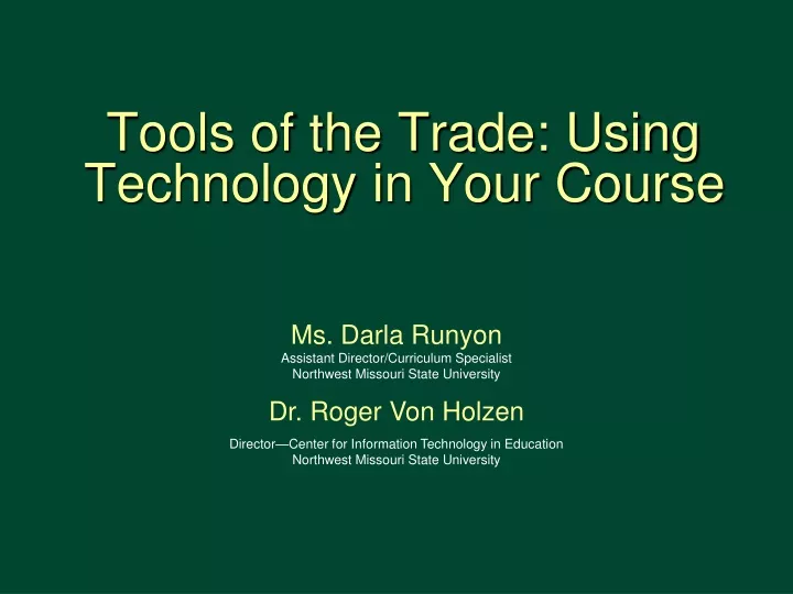 tools of the trade using technology in your course