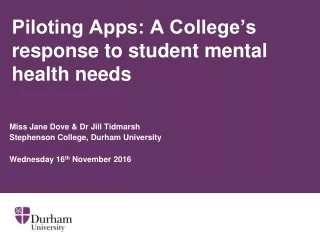 Piloting Apps: A College’s response to student mental health needs