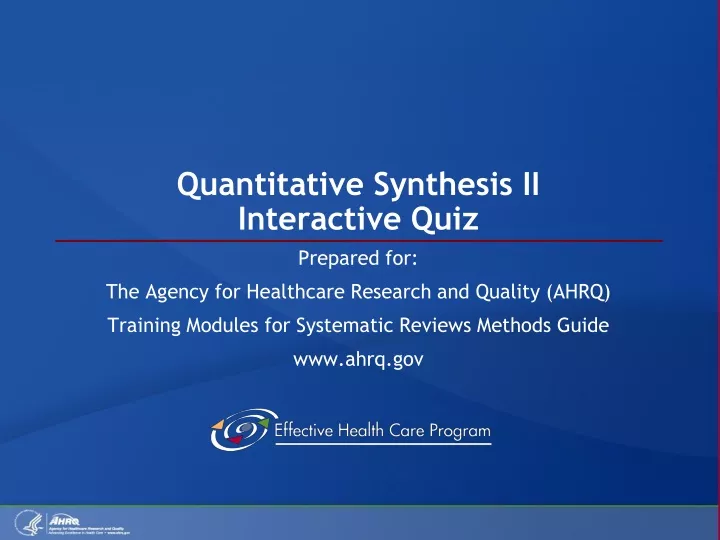 quantitative synthesis ii interactive quiz