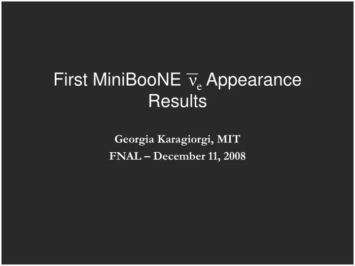 first miniboone e appearance results