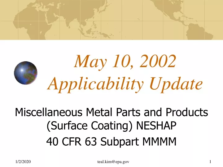 may 10 2002 applicability update