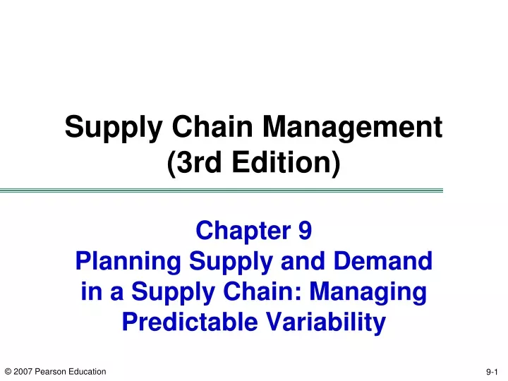 chapter 9 planning supply and demand in a supply chain managing predictable variability