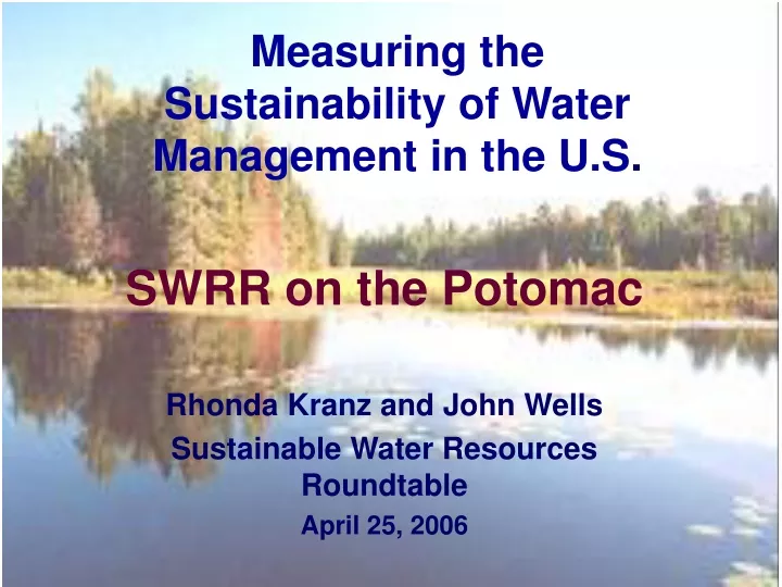 measuring the sustainability of water management in the u s
