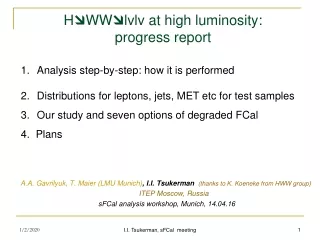 H?WW?lvlv  at high luminosity:  progress report