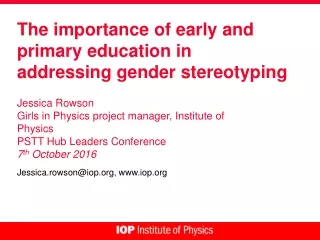 The importance of early and primary education in addressing gender stereotyping