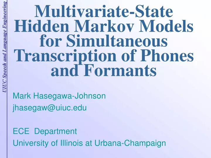 multivariate state hidden markov models