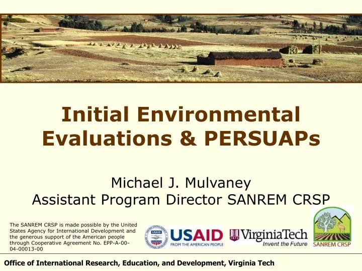 initial environmental evaluations persuaps