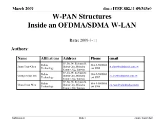 W-PAN Structures Inside an OFDMA/ SDMA  W-LAN