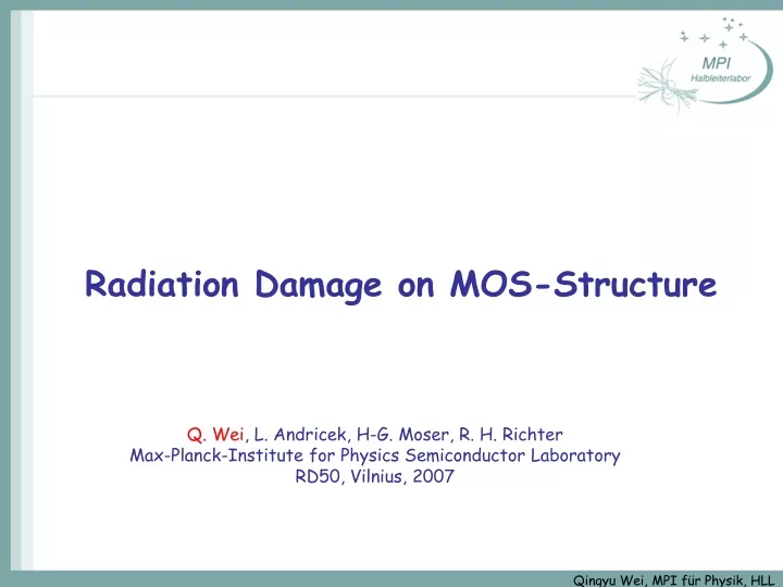 radiation damage on mos structure