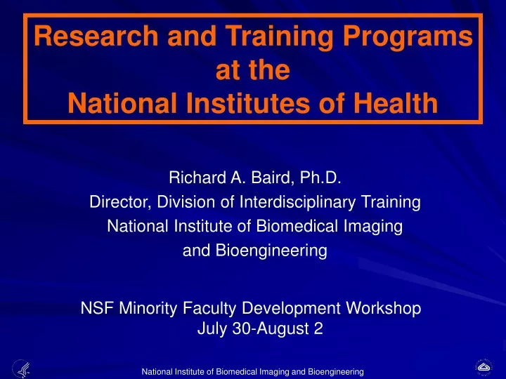 research and training programs at the national institutes of health