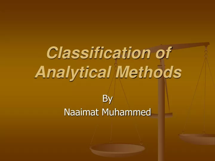 classification of analytical methods