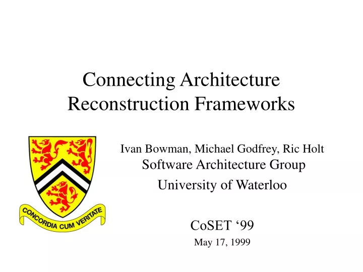connecting architecture reconstruction frameworks