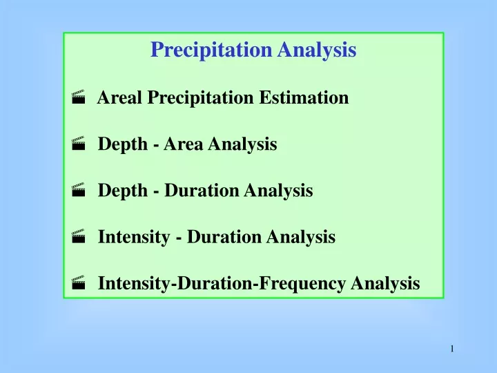precipitation analysis areal precipitation
