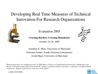 Developing Real Time Measures of Technical Innovation For Research Organizations