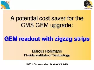 CMS GEM Workshop III, April 20, 2012