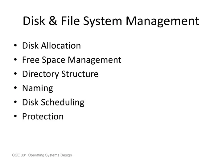 disk file system management