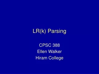 LR(k) Parsing