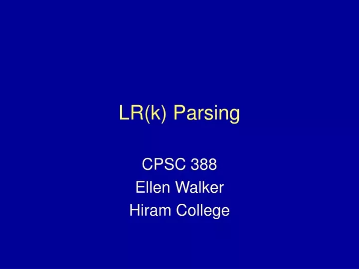 lr k parsing