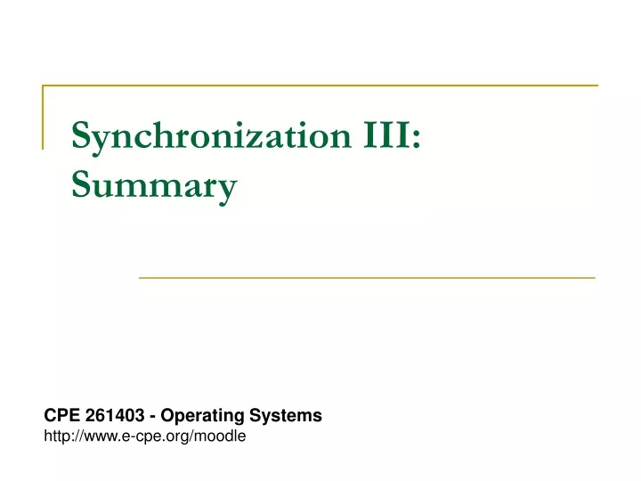 synchronization iii summary