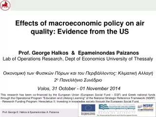 Effects of macroeconomic policy on air quality: Evidence from the US
