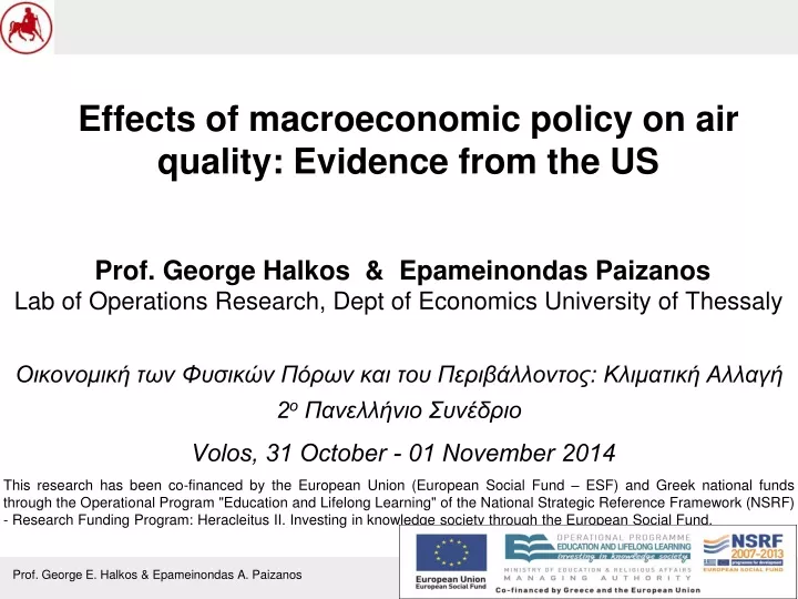 effects of macroeconomic policy on air quality evidence from the us