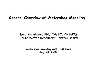 General Overview of Watershed Modeling