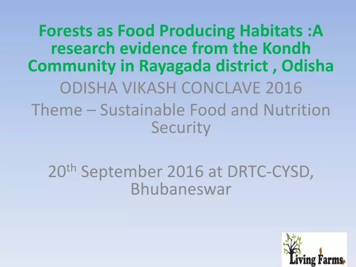 forests as food producing habitats a research