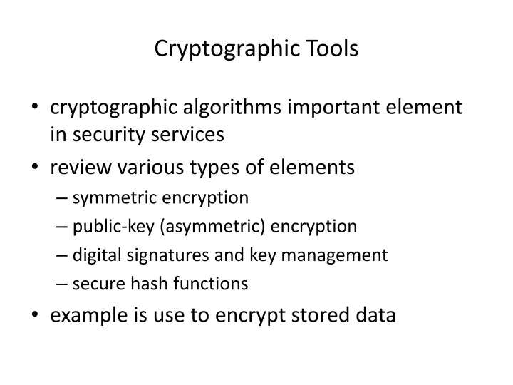 cryptographic tools