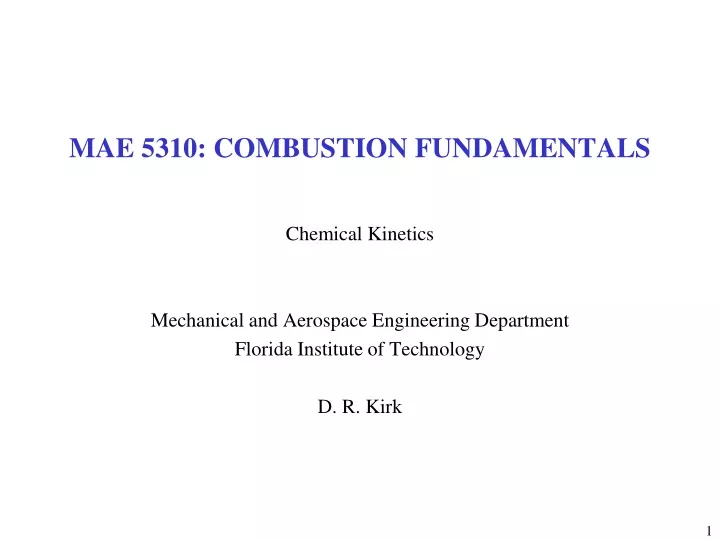 mae 5310 combustion fundamentals