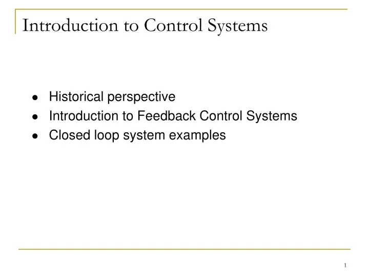 introduction to control systems