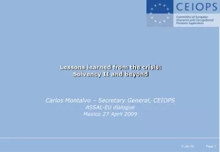 Lessons learned from the crisis:  Solvency II and beyond