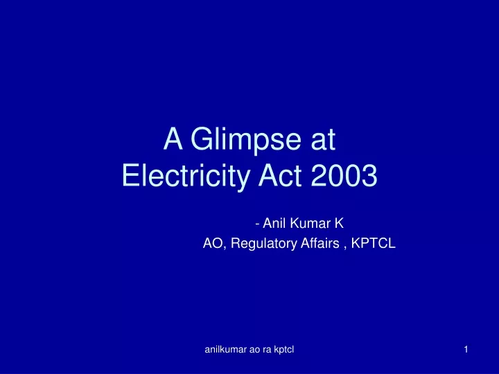 a glimpse at electricity act 2003