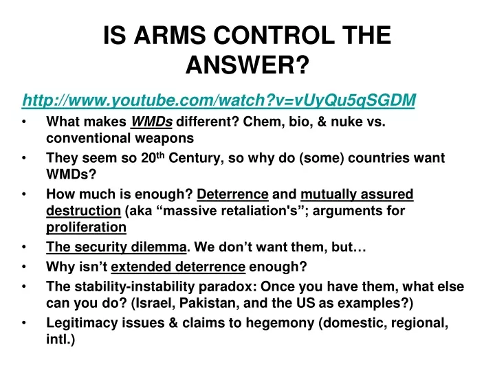 is arms control the answer