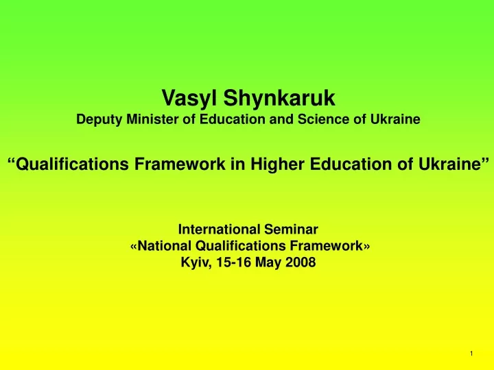 vasyl shynkaruk deputy minister of education