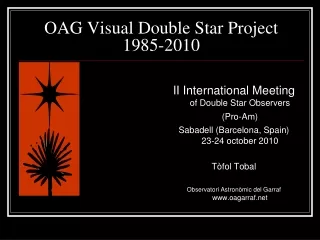 OAG Visual Double Star Project 1985-2010