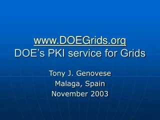 DOEGrids DOE’s PKI service for Grids
