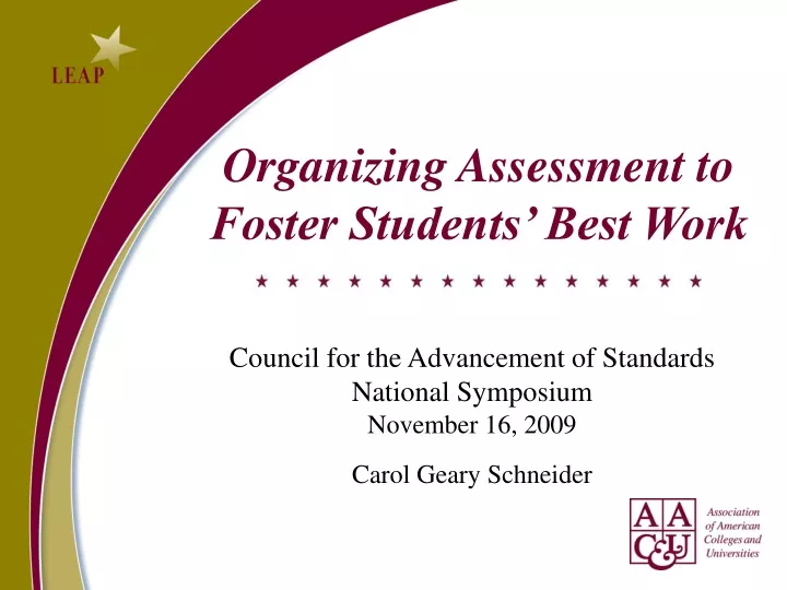 organizing assessment to foster students best work