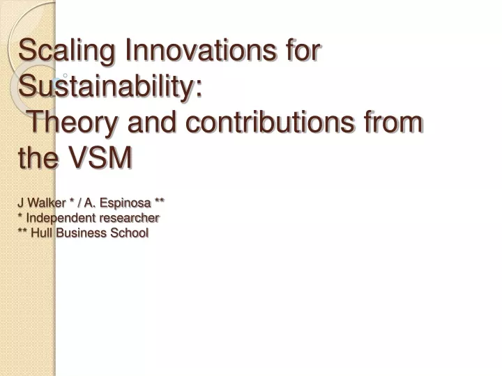 scaling innovations for sustainability theory