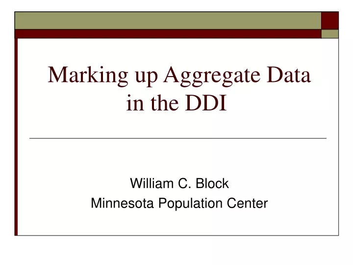 marking up aggregate data in the ddi