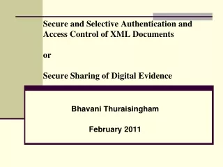 Bhavani Thuraisingham February 2011