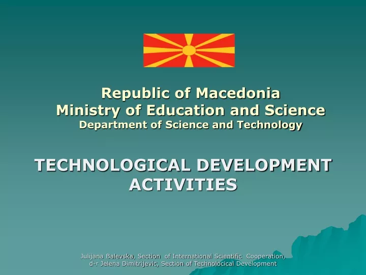 republic of macedonia ministry of education and science department of science and technology