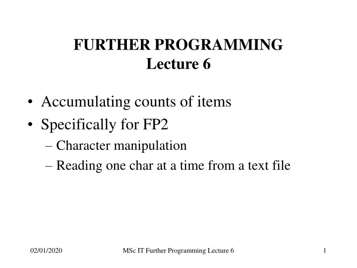 further programming lecture 6